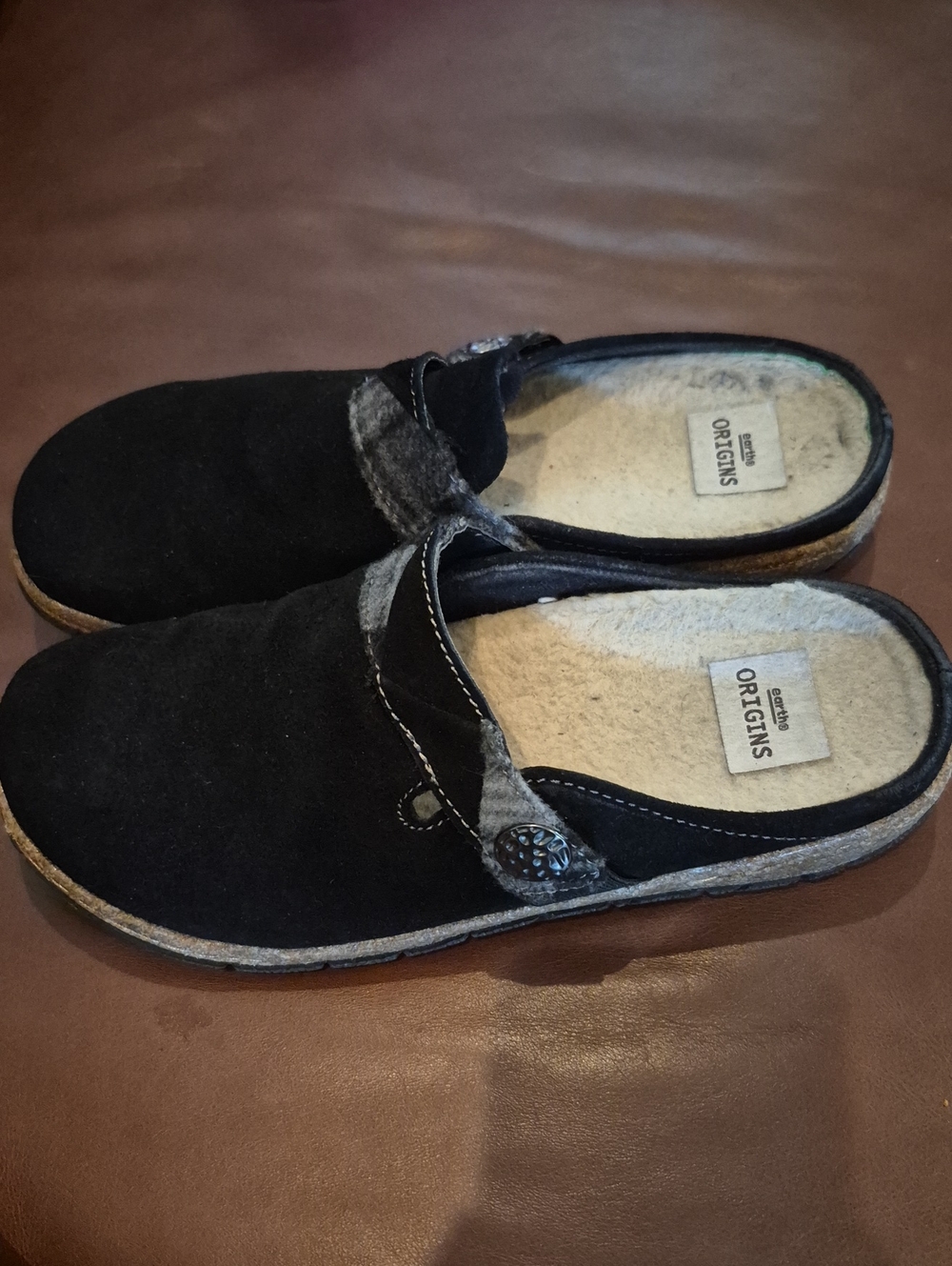 Earth Origins Black Slip-On Suede Comfort Clog